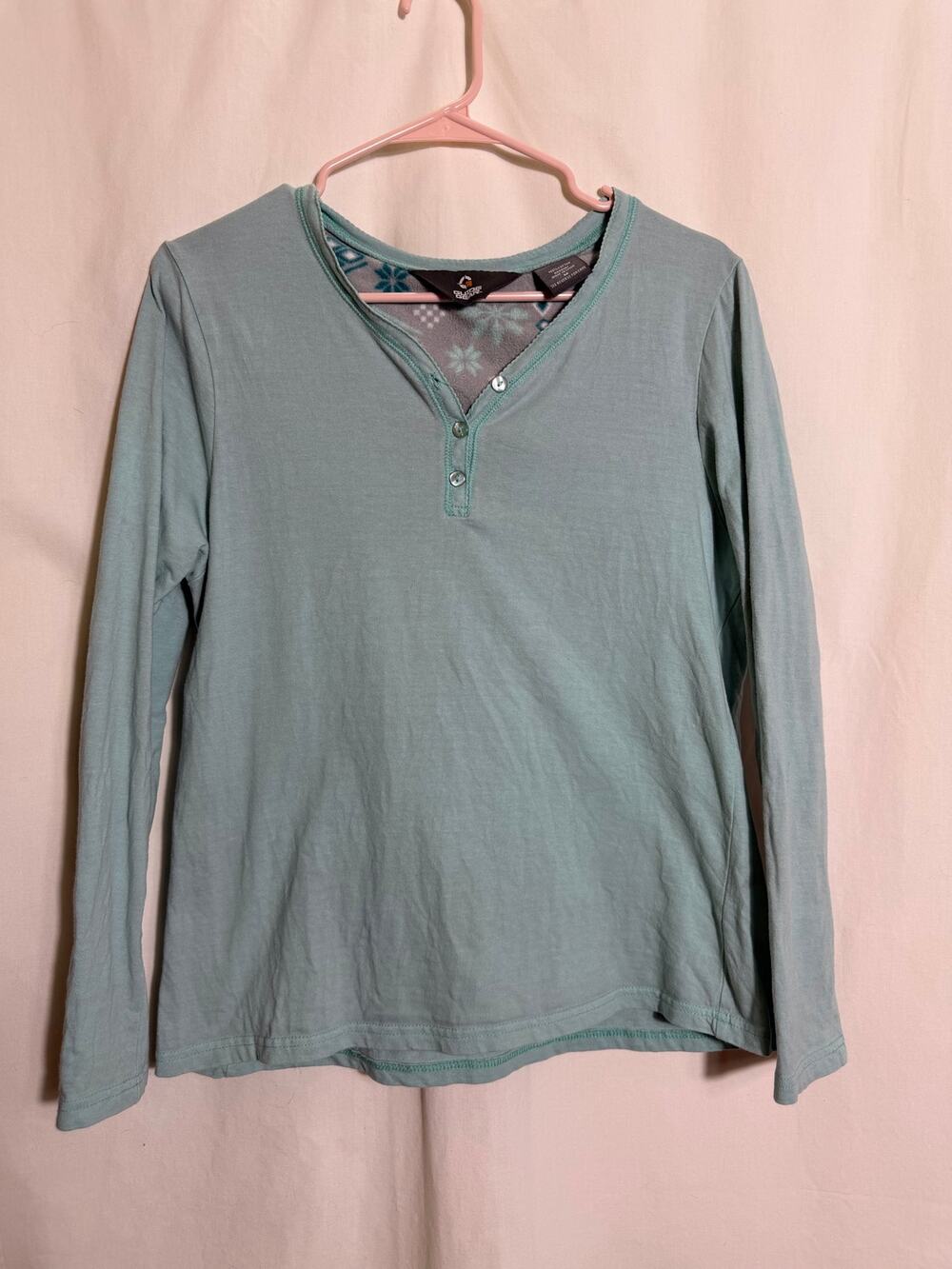 Guide Gear Womens Medium Thermal Henley Top Mint Green Long Sleeve